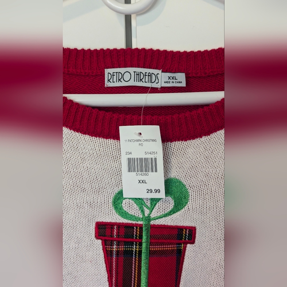 Retro Threads women's sweater patchwork Christmas holiday NEW with tags size XXL - Picture 3 of 5